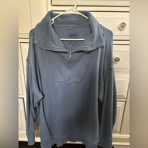 Aerie blue zip up sweater